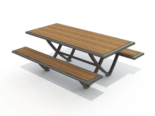 Table pique-nique Horizon avec assises intégrées et plateau compact haute résistance