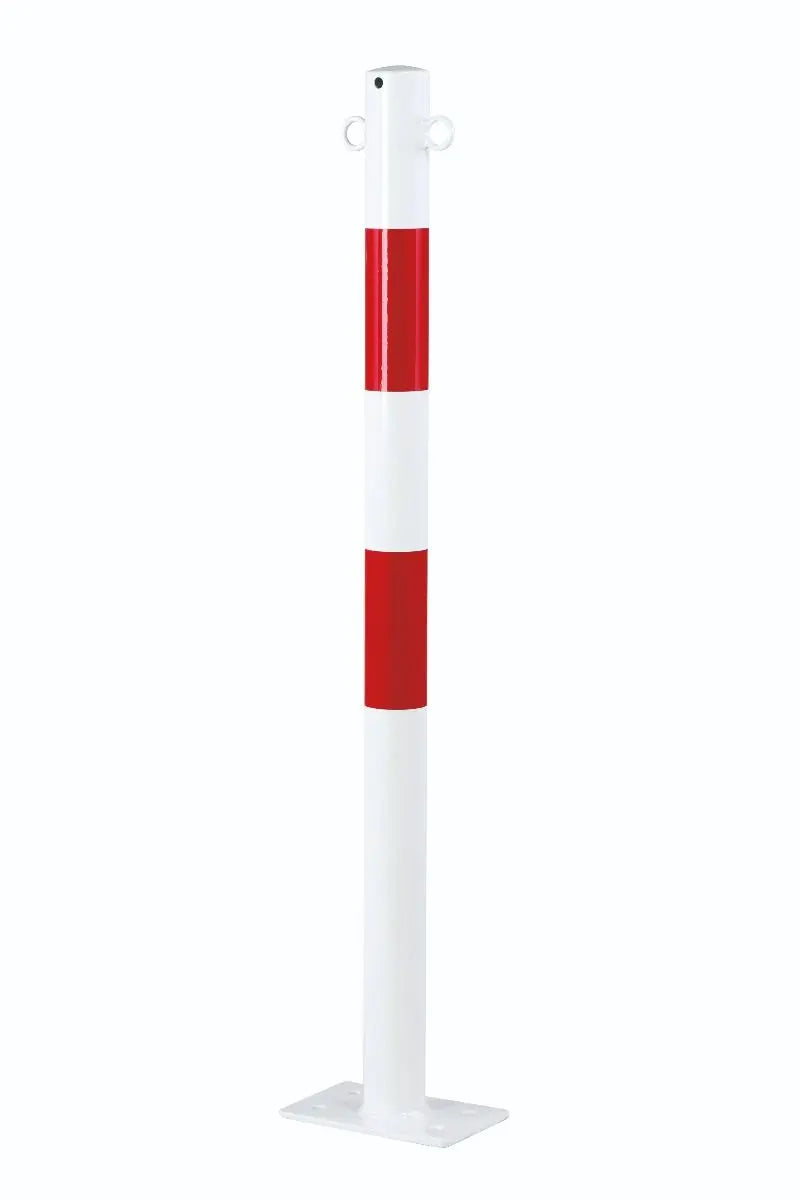 potelet Ø 60 mm avec oeillets rouge-blanc à cheviller H 1000 mm france collectivités