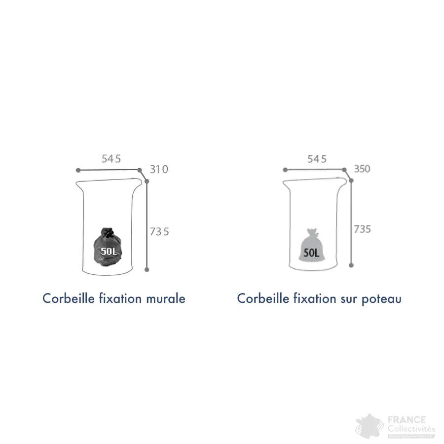 Corbeille Tulipe demi ronde 35 litres Rossignol