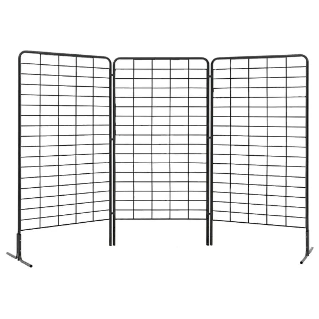 Lot de 3 grilles d'exposition - H 200 x L 100 cm avec 2 pieds et 6 clips france collectivités