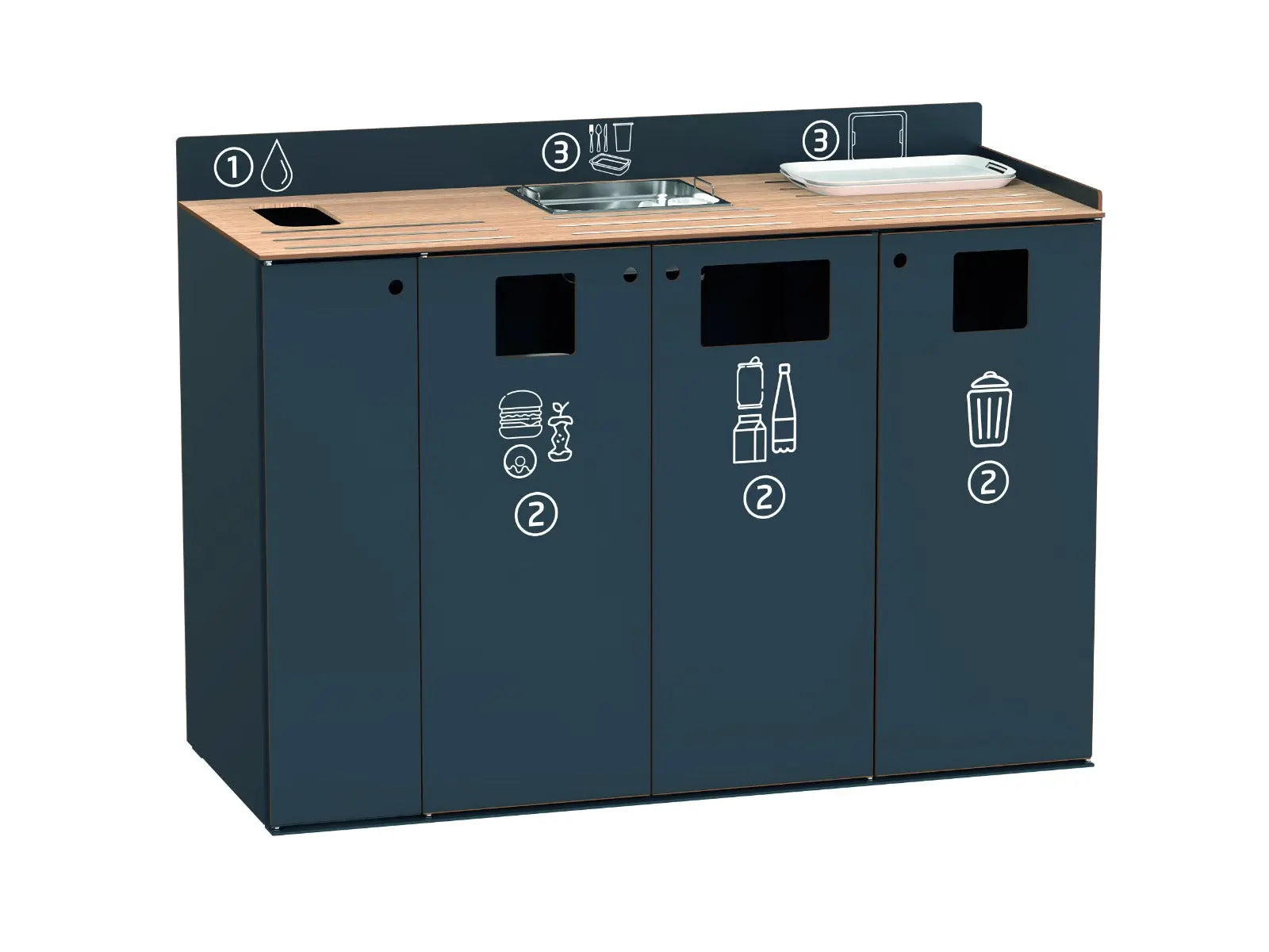 Meuble de tri et de débarrassage pour restauration compact HPL Restotri Signature Rossignol