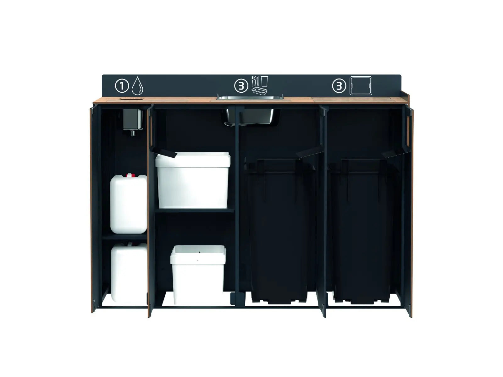 Meuble de tri et de débarrassage pour restauration compact HPL Restotri Signature Rossignol