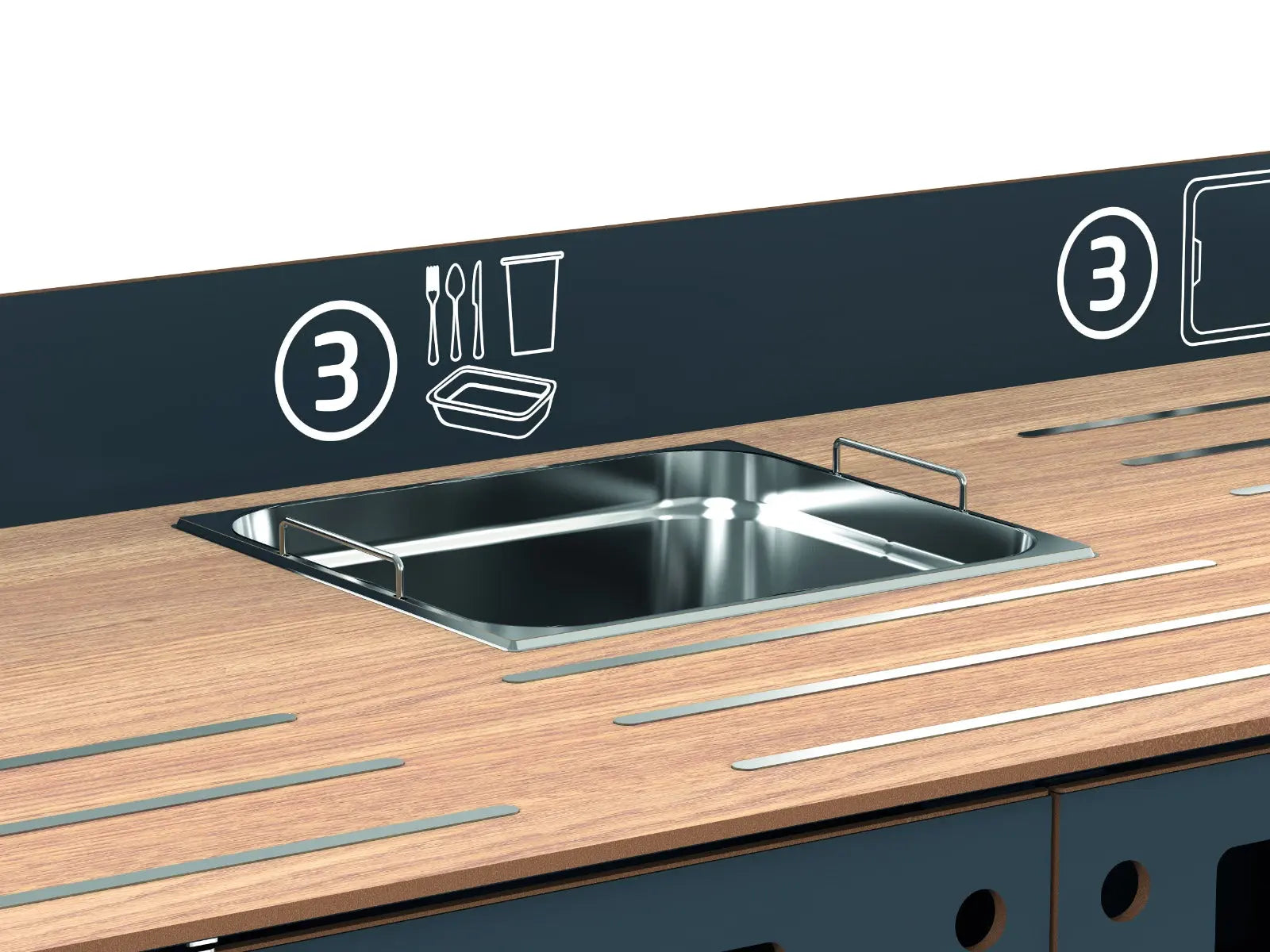 Meuble de tri et de débarrassage pour restauration compact HPL Restotri Signature Rossignol
