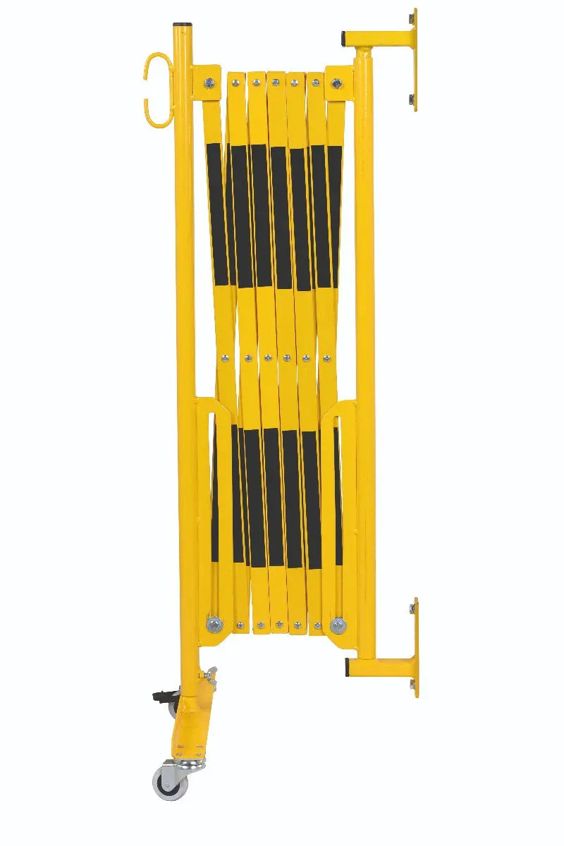 barrière extensible jaune-noir 3,6m pieds et fixation mural - France Collectivités