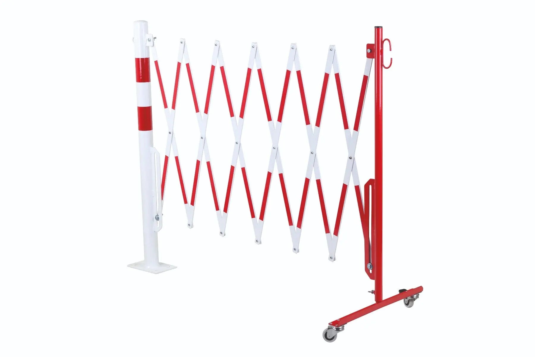 barrière extensible rouge-blanc 3,6m avec poteau Ø60mm - France Collectivités