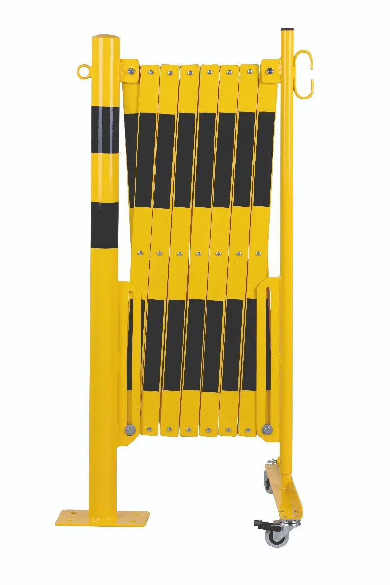 barrière extensible jaune-noir 4m avec poteau Ø60mm - France Collectivités