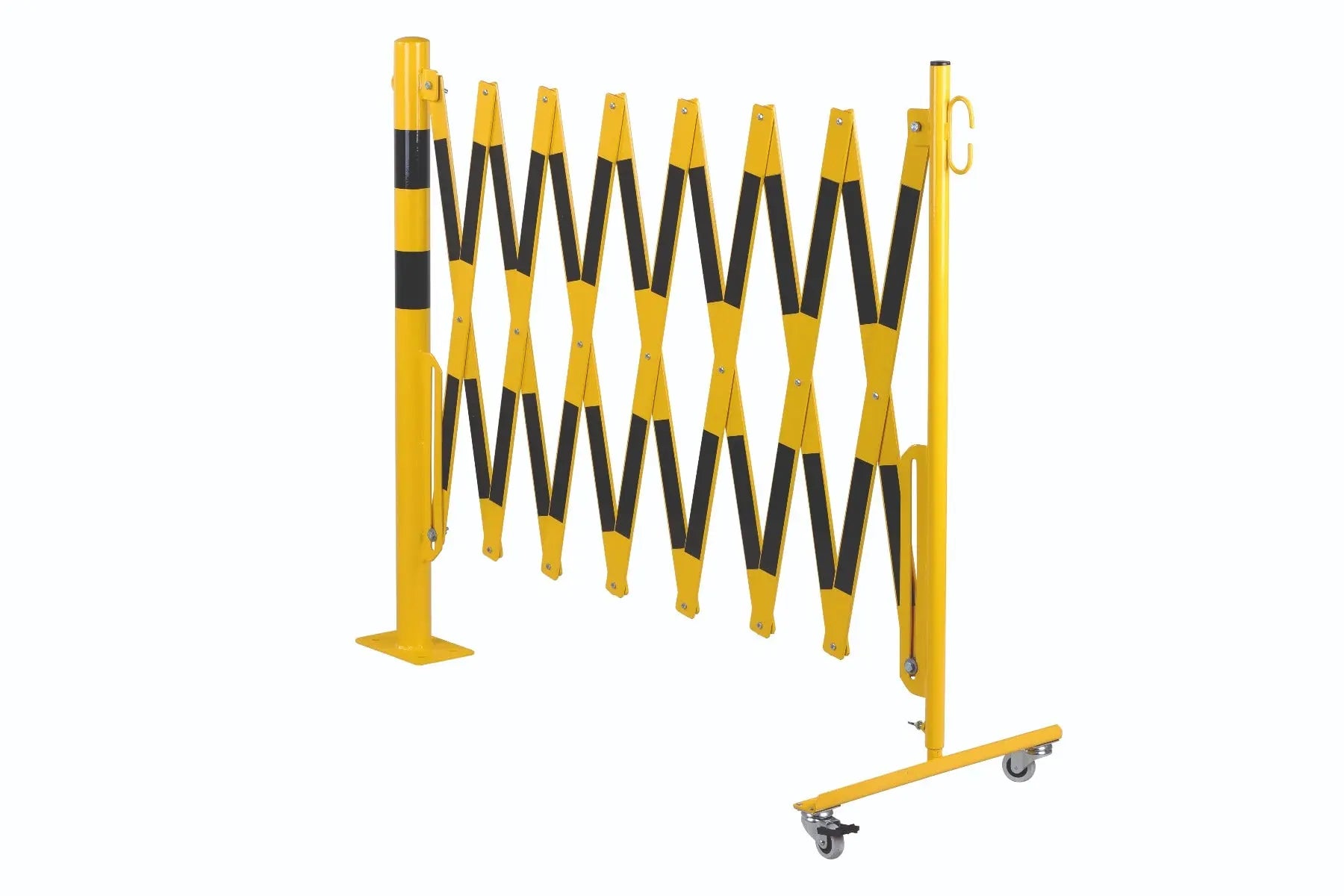 barrière extensible jaune-noir 4m avec poteau Ø60mm - France Collectivités