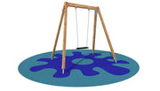 Balançoire Alexia 1 siège en bois traité autoclave, structure robuste avec siège caoutchouc sécurisé, compatible enfants 0 à 8 ans, fixation sur plots béton.