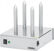 Chauffe-pains professionnel en inox avec 4 plots en aluminium anodisé, interrupteur marche/arrêt et voyant de contrôle pour usage en restauration.