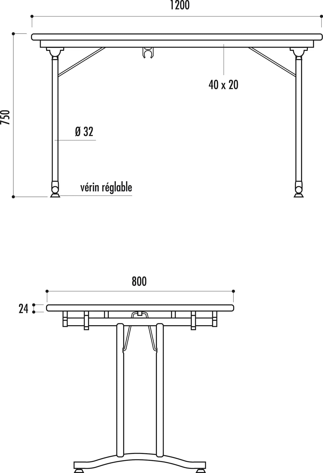 Table pliante rimini 120 x 80 cm - France Collectivités