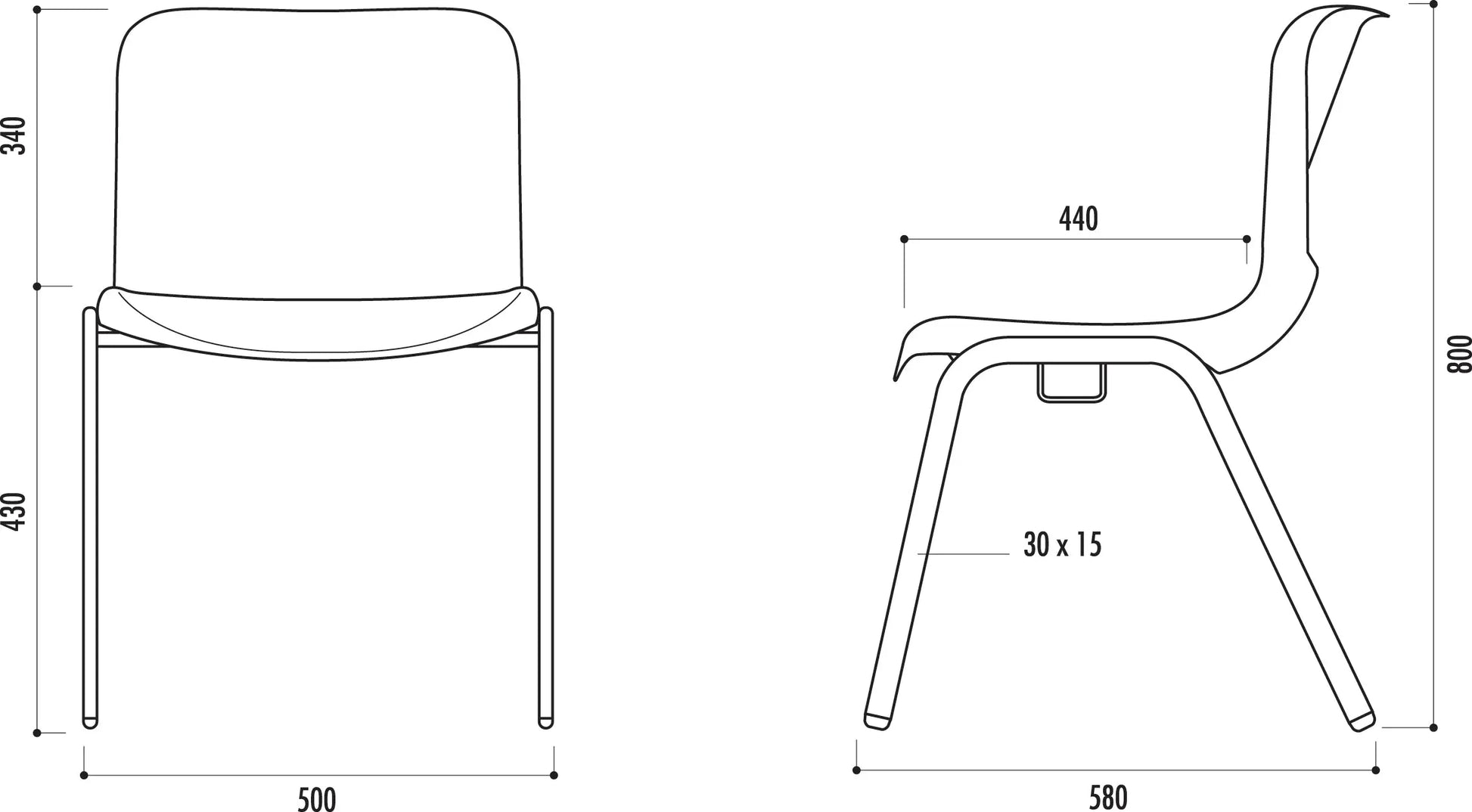 Chaise empilable Milan - France Collectivités