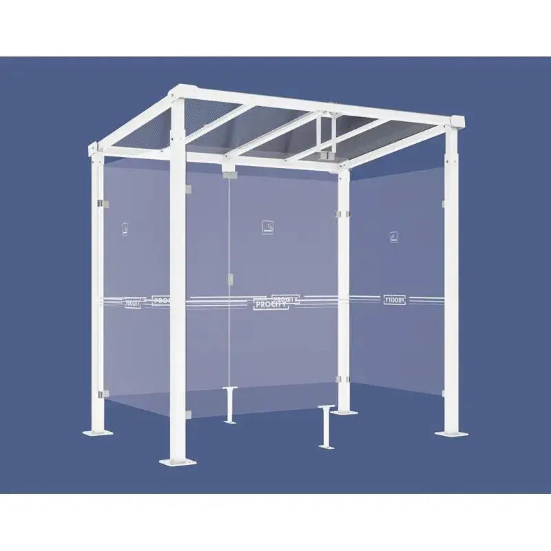 Abri fumeurs Milan avec toiture acier et traverses 60x60 mm
