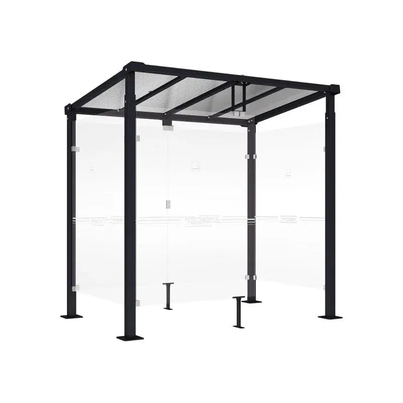 Abri fumeurs contemporain avec pose sur platines acier