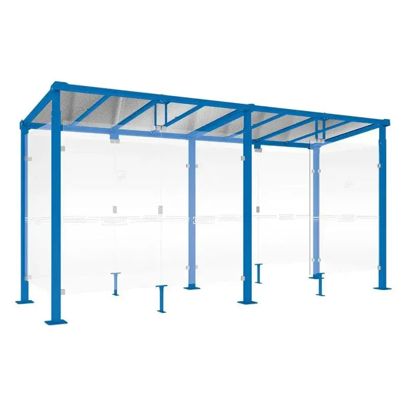 Abri fumeurs extérieur moderne avec poteaux acier carrés