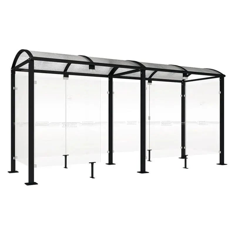 Abri fumeurs en acier galvanisé avec toiture polycarbonate alvéolaire