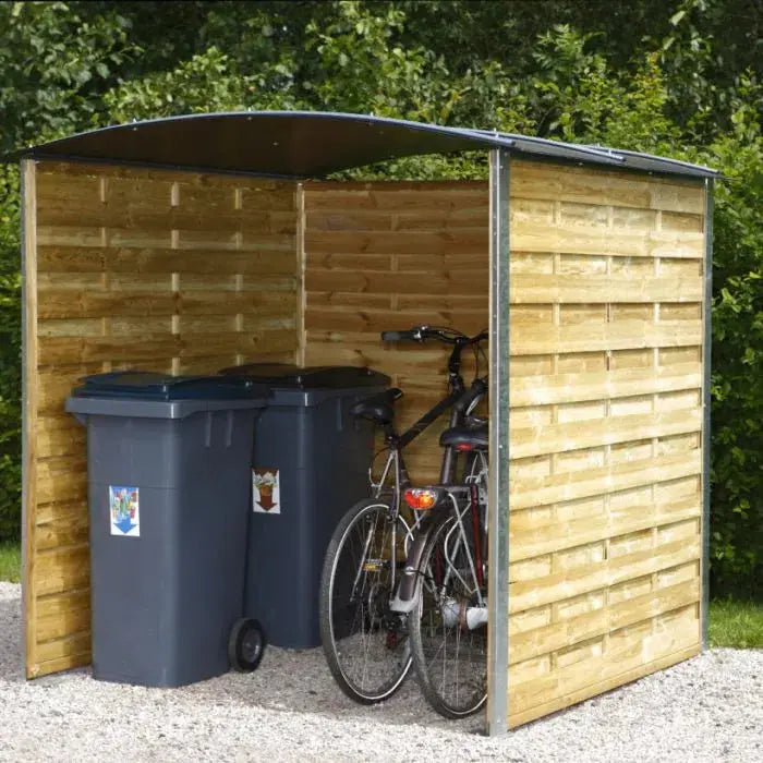 Abri vélos en kit avec panneau bois tressé Mottez