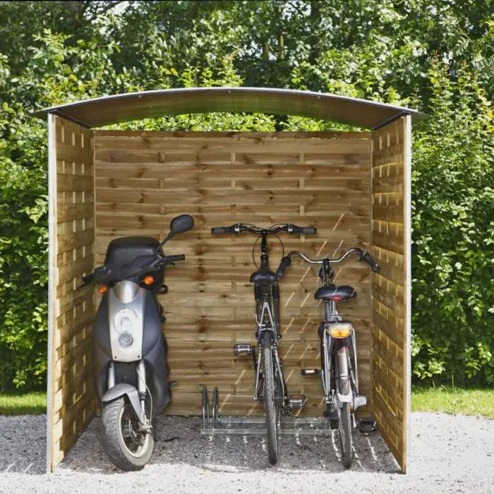 Abri vélos en kit avec panneau bois tressé Mottez