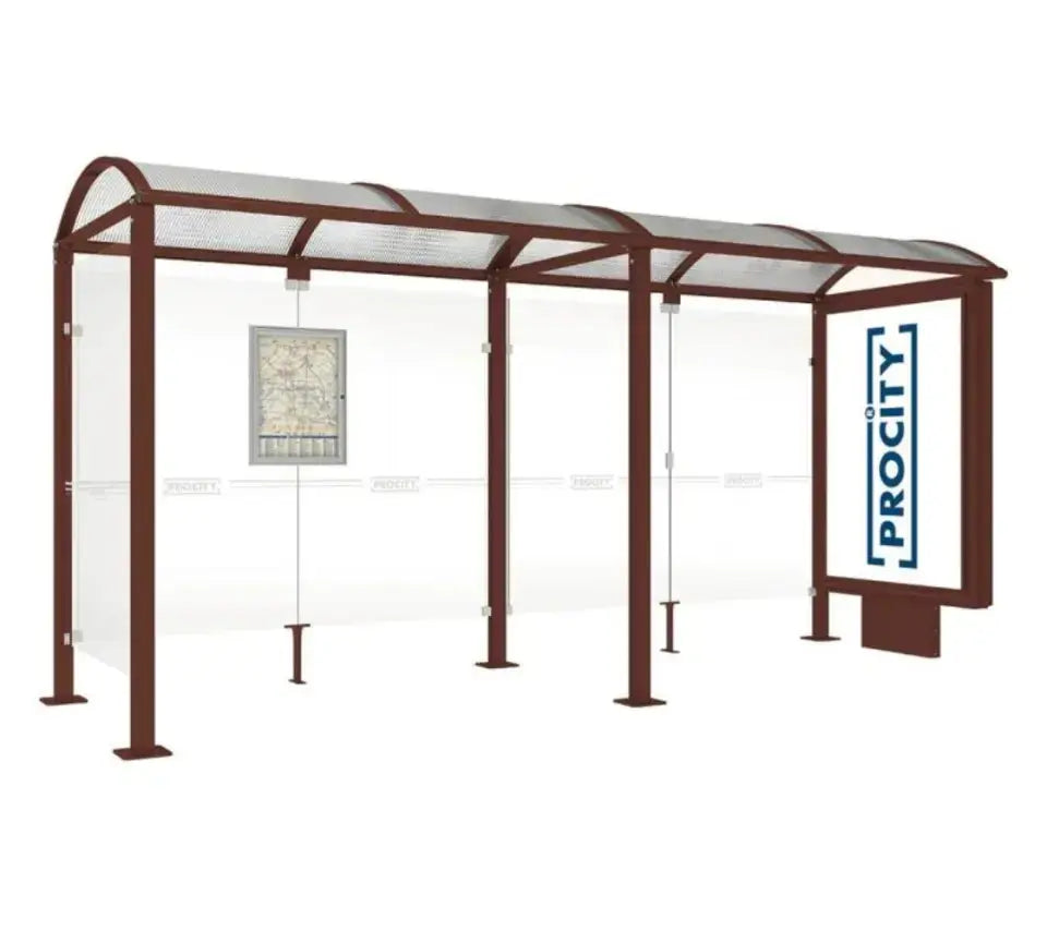 Station de bus Voute avec caisson d'affichage lumineux-5000 mm-CORTEN