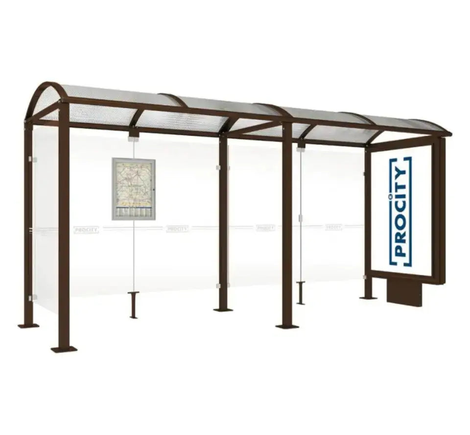 Station de bus Voute avec caisson d'affichage lumineux-5000 mm-MARRON