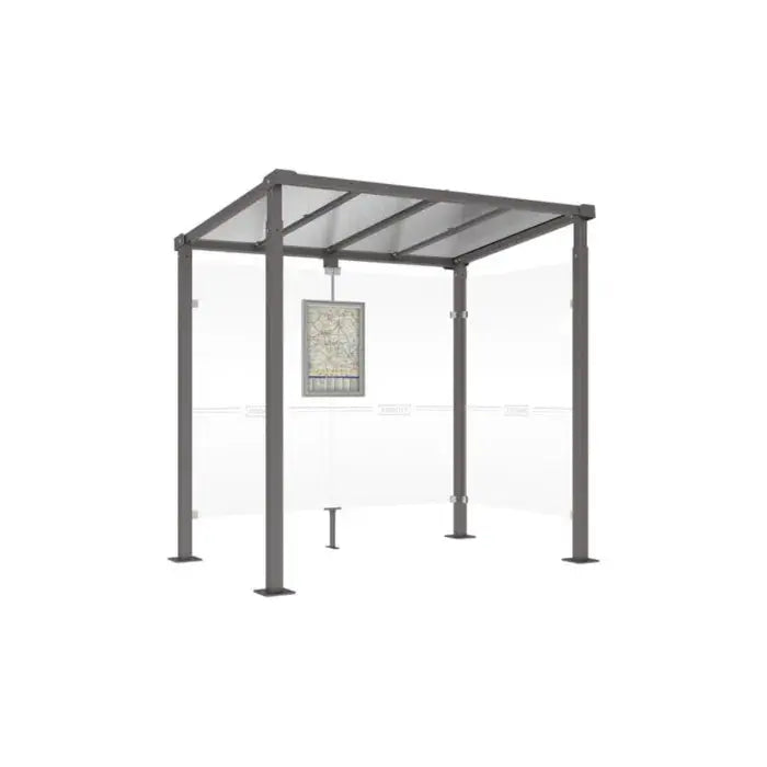 Abribus urbain Milan 2,5 m avec structure acier galvanisé peint