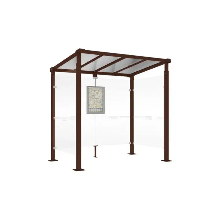 Abribus Milan avec toiture acier et traverses 60x60 mm