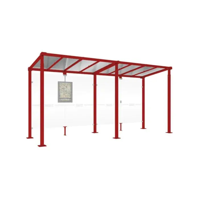 Abribus Milan 5 m avec vitrage sécurité et cadre aluminium