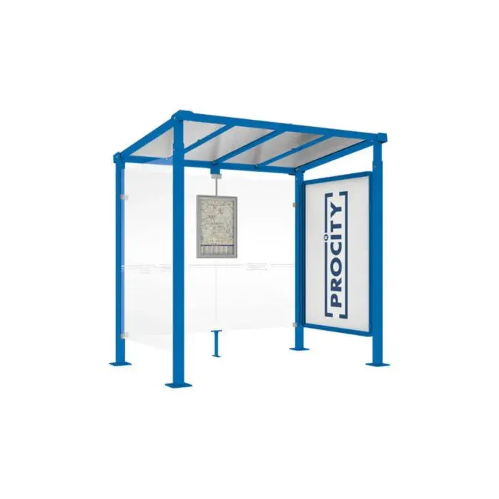 Abribus Milan compact avec toiture acier et traverses 60x60 mm