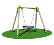 Balançoire nacelle Mery avec structure en acier zingué et montants aluminium 90x90