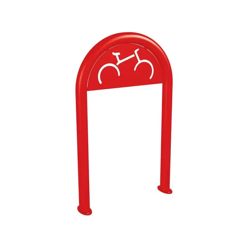 Appui vélo, avec signalétique cyclisme, sur platine diamètre 60m rouge
