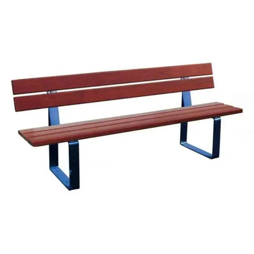 Banc Riga 1800 mm avec dossier bois et fixation sur platines pour mobilier urbain extérieur