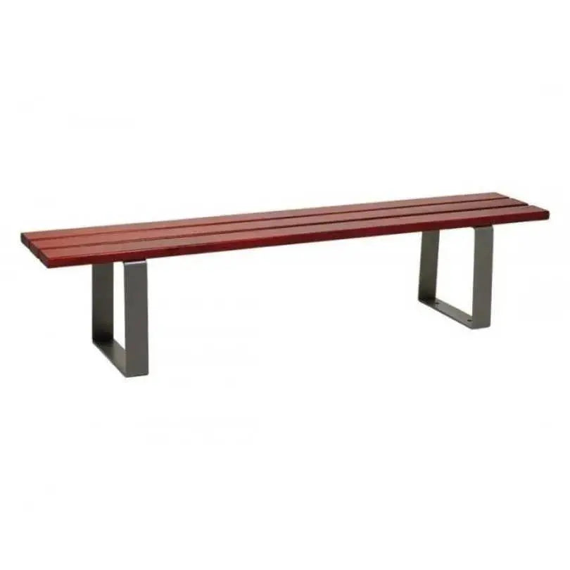 Banquette Riga acier et bois, vue latérale