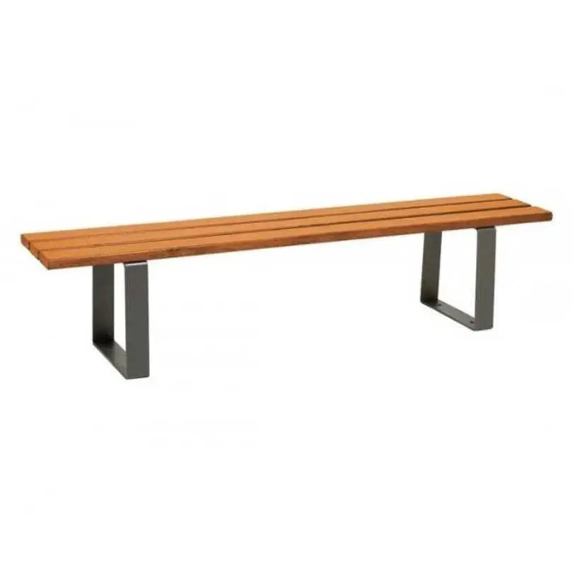 Banquette Riga acier et bois résineux, vue de trois-quarts
