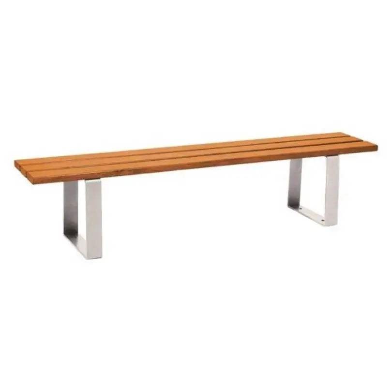 Banc urbain Riga avec assise bois exotique lasuré acajou