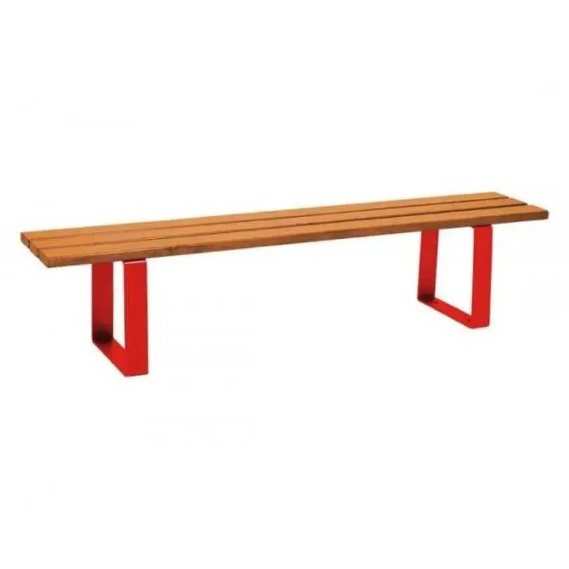 Banc public Riga robuste en acier et bois naturel