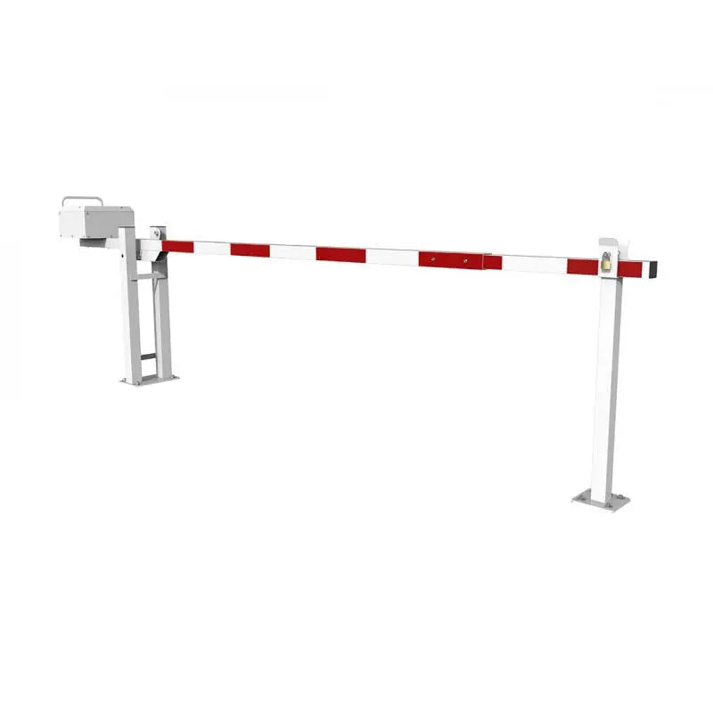 Barrière levante universelle en aluminium avec lisse 80x80 mm et finition blanche à bandes rouges