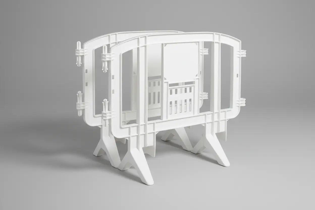 Barrière de sécurité plastique MOVIT 125 cm emboîtable pour délimitation rapide d’espaces publics et évènements