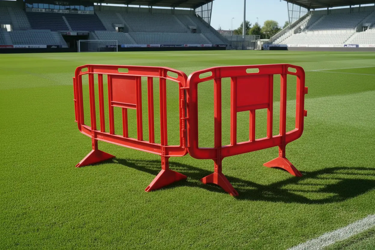 Barrière plastique Urban empilable à plat grâce à ses pieds rabattables