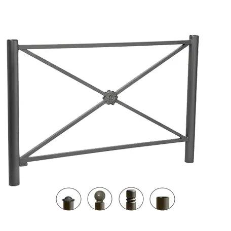 Barrière de voirie Province avec tubes acier Ø76 et design simple croix
