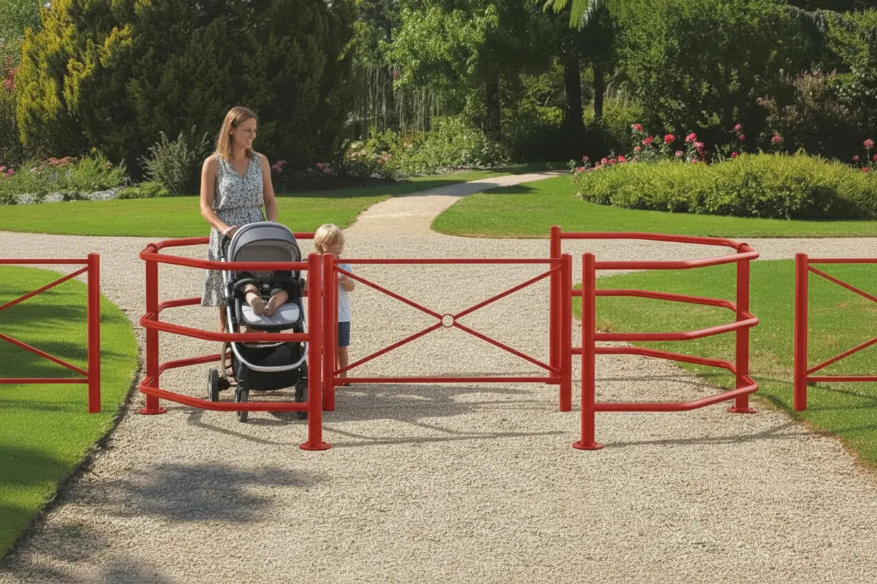 Barrière sélective fixe peinte sur galva avec finition RAL pour mobilier urbain