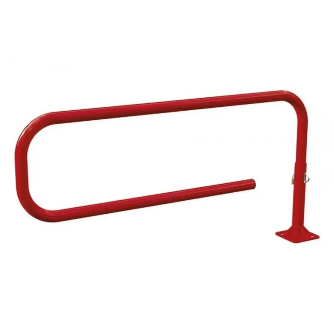 Barrière pivotante Trombone avec fixation sur platine et goussets de renfort acier
