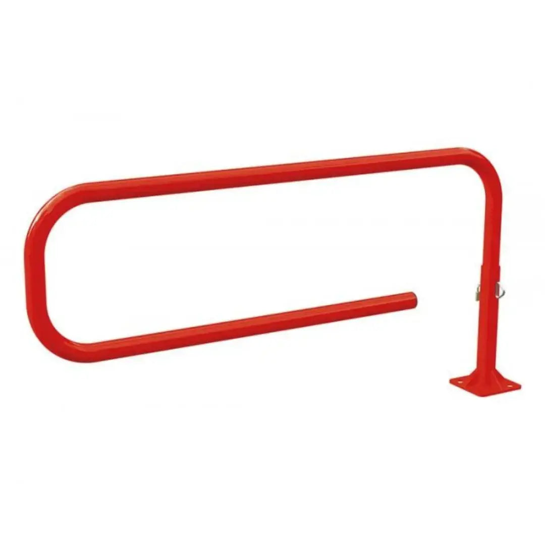 Barrière tournante Trombone avec fixation sur platine et goussets de renfort pour installation robuste