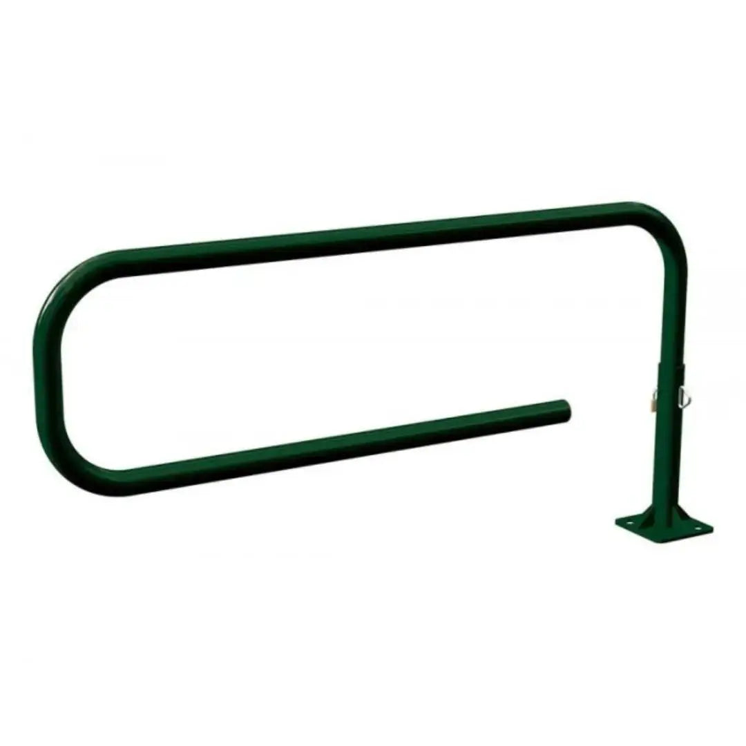 Barrière pivotante Trombone en acier galvanisé avec système de verrouillage par cadenas intégré