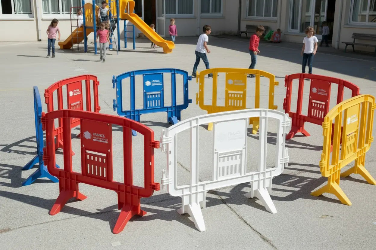 Barrière MOVIT 1250 emboîtable sans vis ni pièces mobiles pour sécurité évènementielle