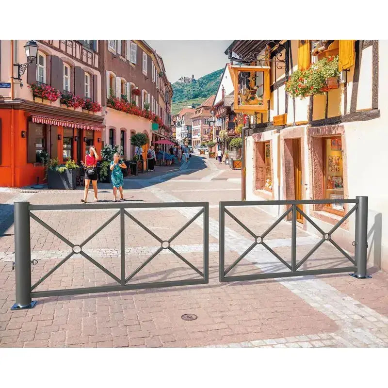 Barrière tournante déco avec fermeture par goupille Ø20 mm et cadenas fourni