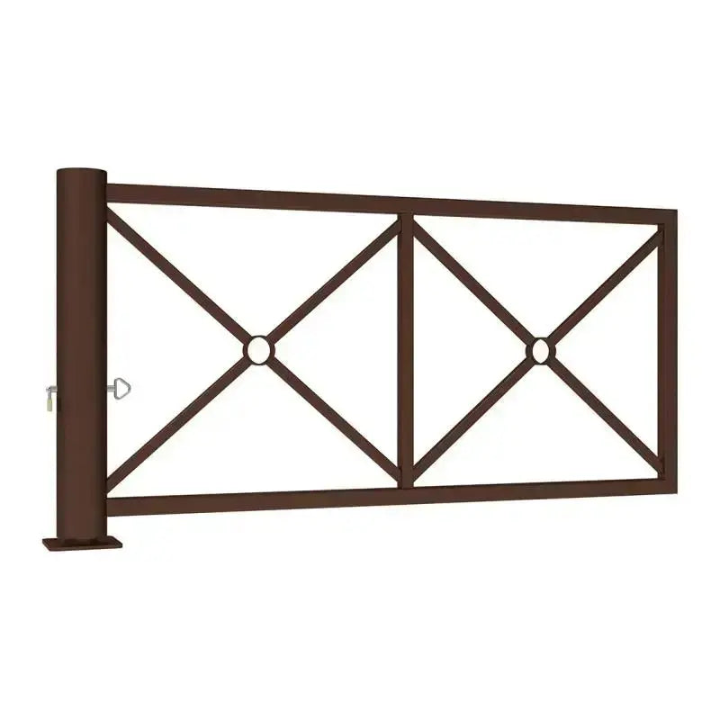 Barrière pivotante déco avec ouverture fluide sur axe central en acier