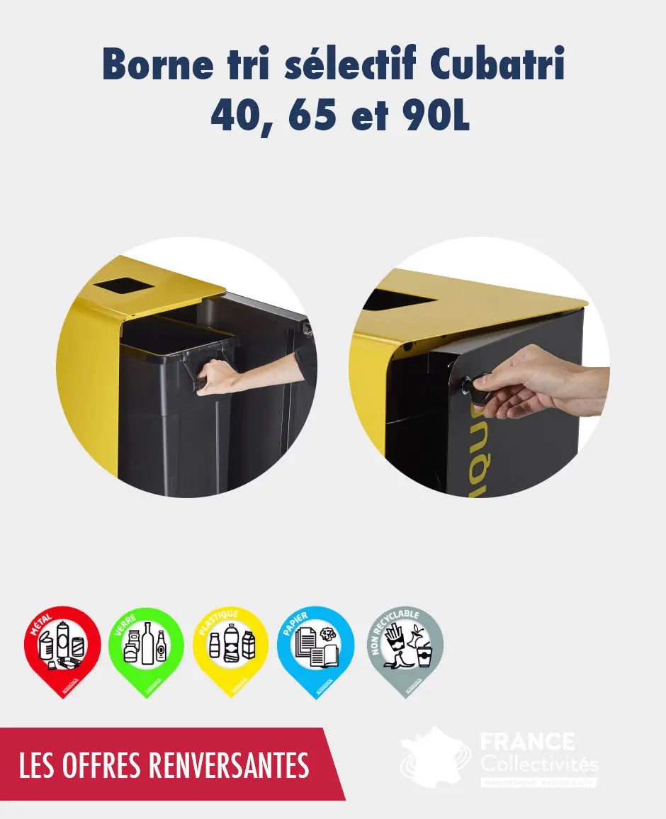 Promo borne de tri Cubatri 40L-65 L ou 90L corps gris Rossignol