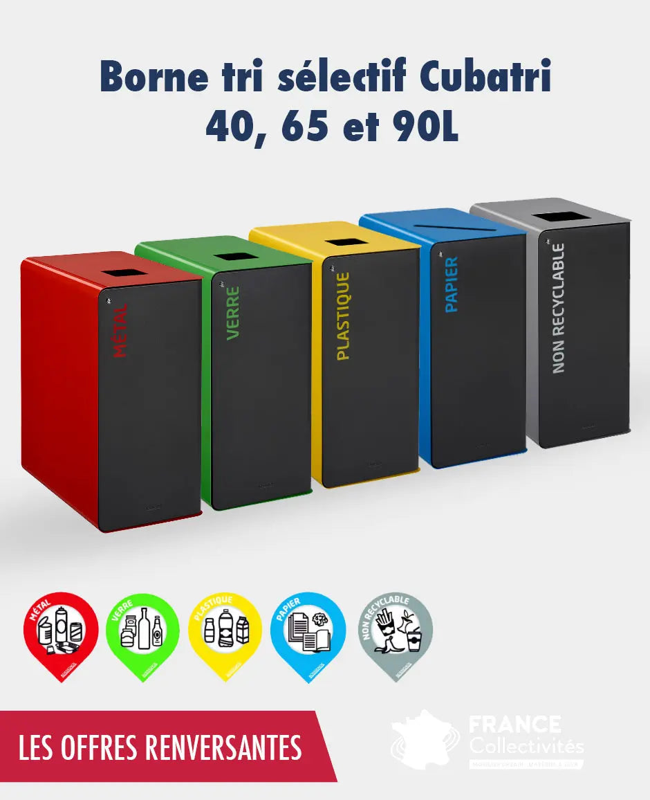 Promo borne de tri Cubatri 40L-65 L ou 90L corps gris Rossignol