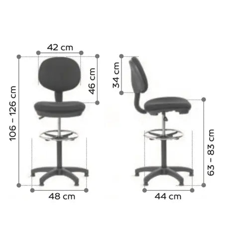 Tabouret assis-debout en tissu noir réglable en hauteur Budget france collectivités
