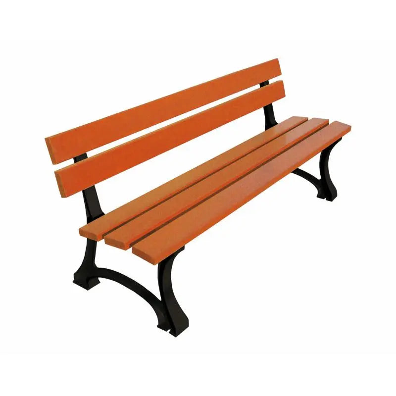 Banc de parc Mora robuste en bois exotique 2000 mm avec lames vernies et support acier renforcé