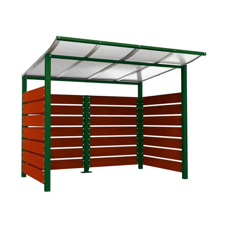 Abri conteneurs modulo-Vert-2000 mm-bois lasuré Acajou-2500 mm
